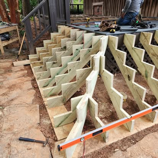 Stair Stringers Cut & Set — MA Martinez Construction framing project in the Raleigh, NC area