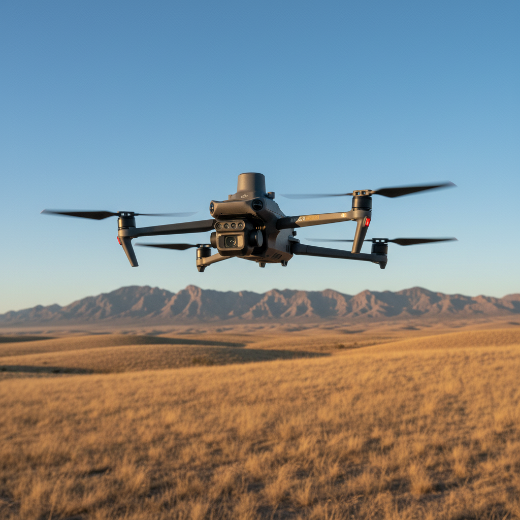 DJI Mavic 3M multispectral drone in flight over Cochise County Arizona high desert