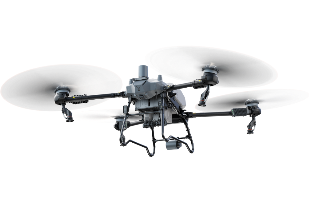 Agricultural drone in flight over Arizona landscape