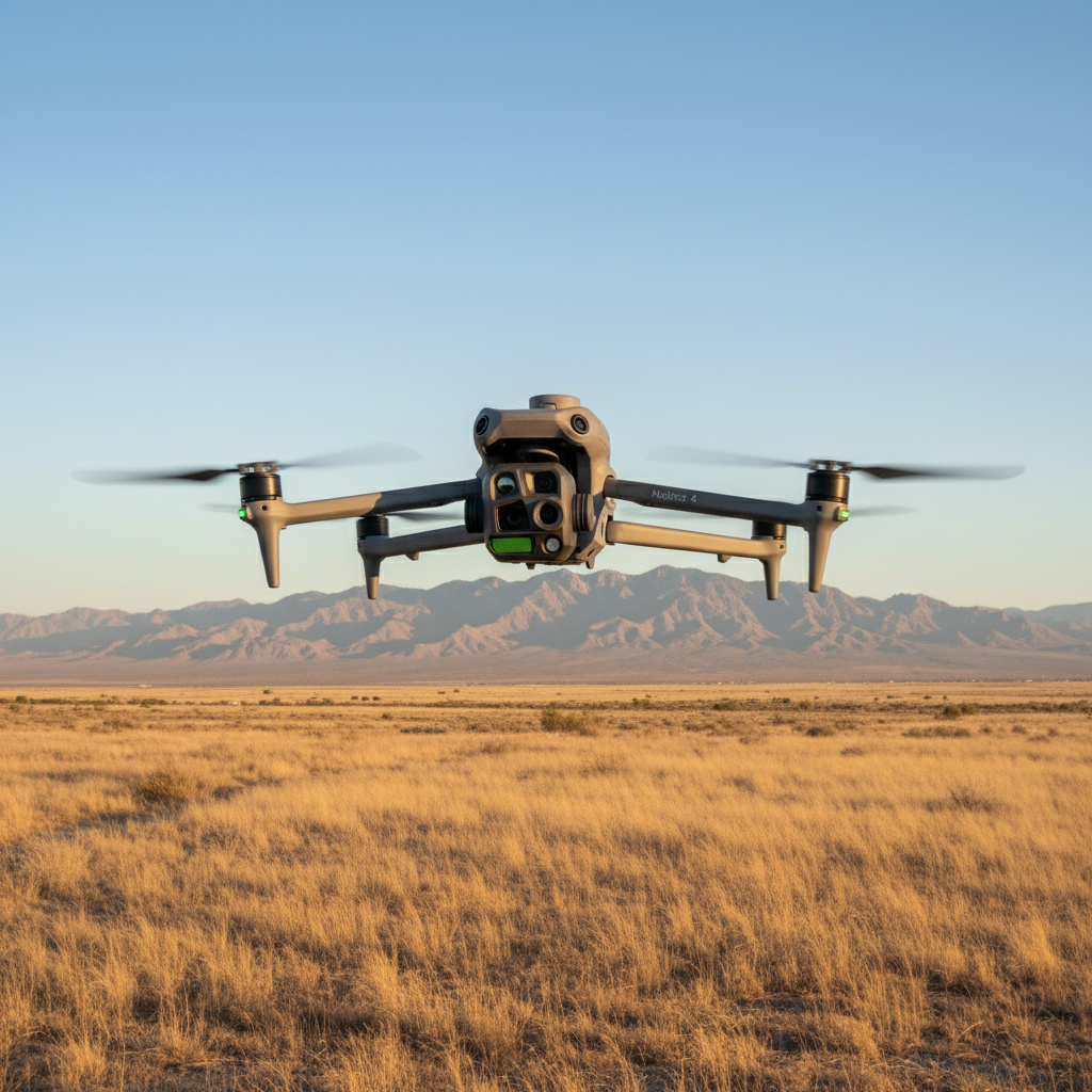 DJI Matrice thermal drone in flight over Arizona ranch land