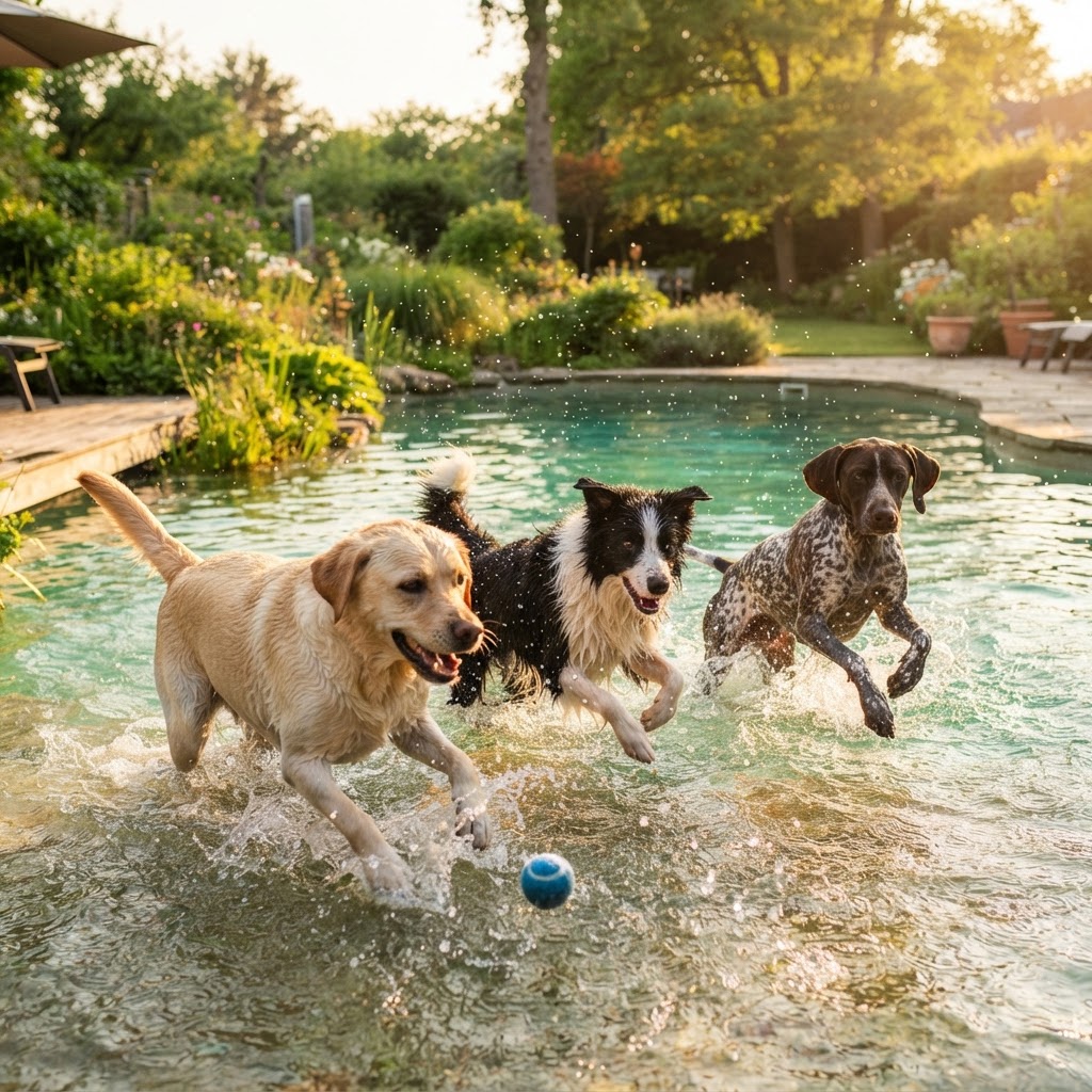 Chiens du sanctuaire en liberté dans la nature