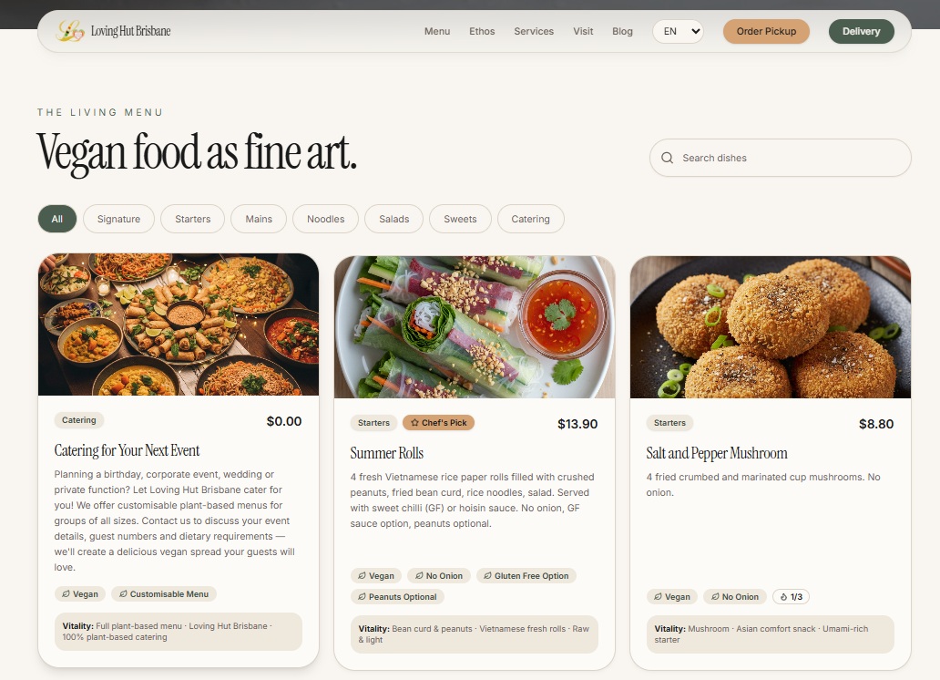 Loving Hut Brisbane website design by Surpass