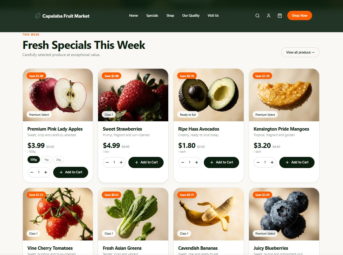 Capalaba Fruit Market website design by Surpass