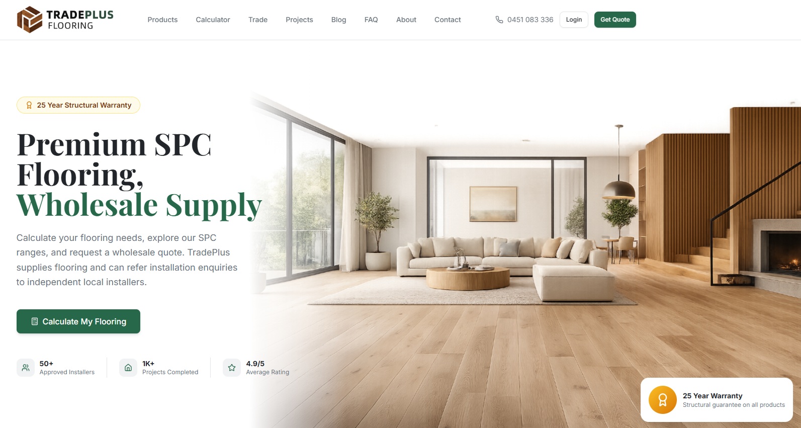 TradePlus Flooring website design by Surpass