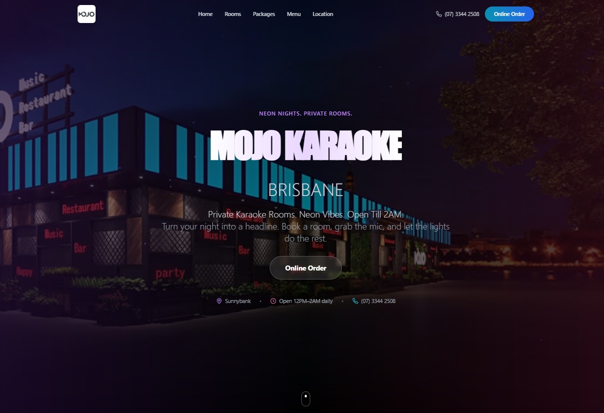 Mojo Karaoke website design by Surpass