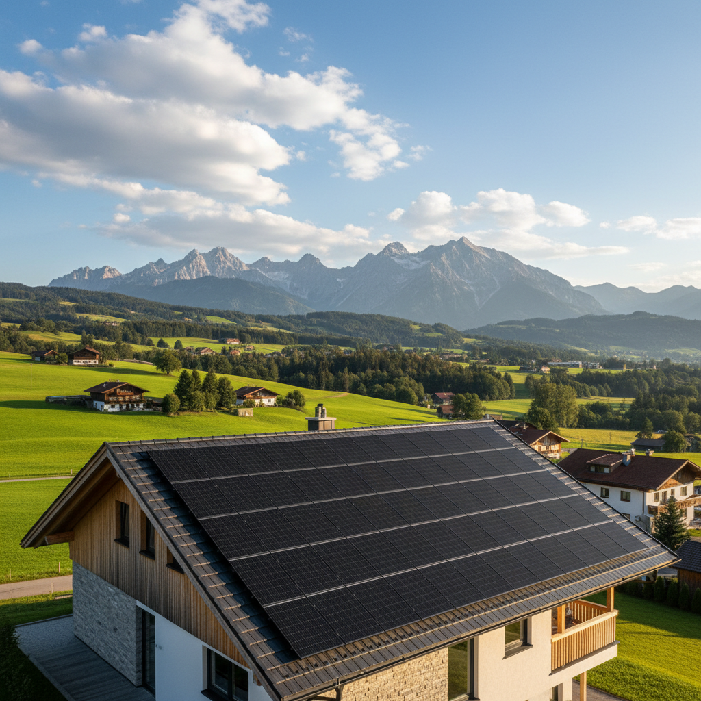 Solarpanel im Sonnenaufgang