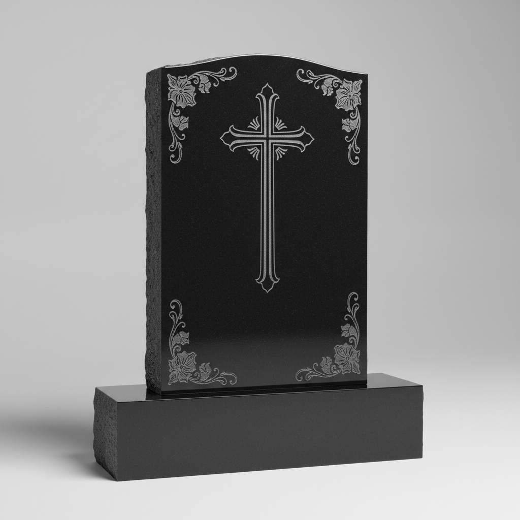 Polished Granite Upright Headstone