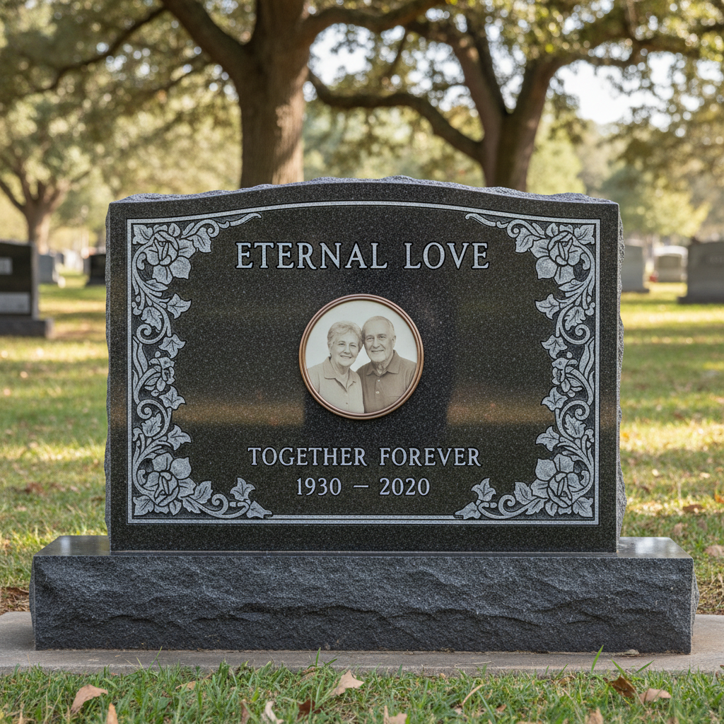 Custom Laser-Engraved Granite with Porcelain Portrait