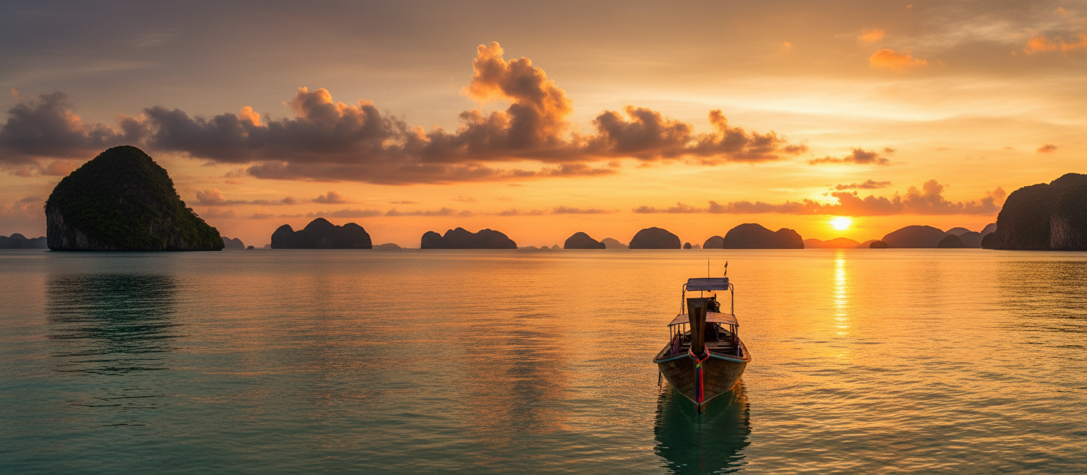 Scenic Thai landscape at sunset