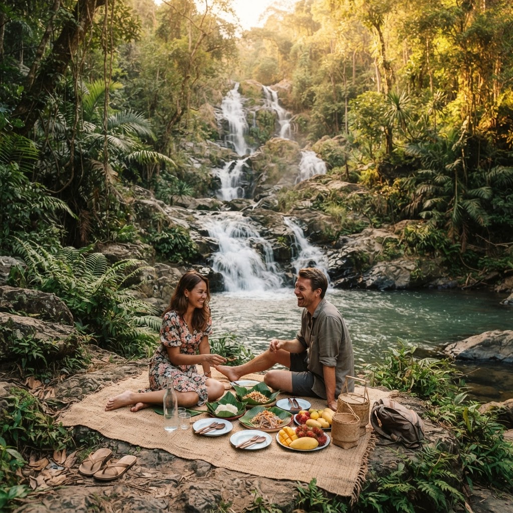 Jungle Waterfall Picnic