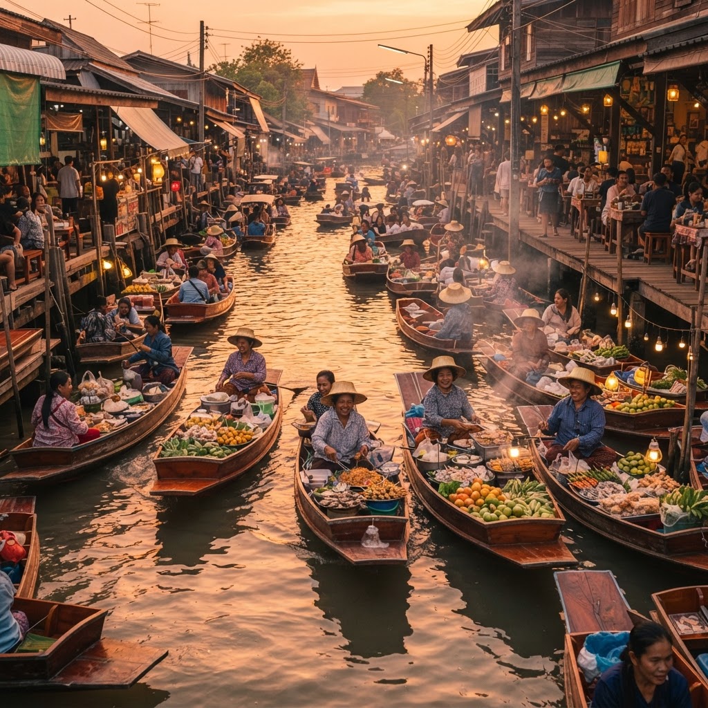 Amphawa Floating Market Arrival