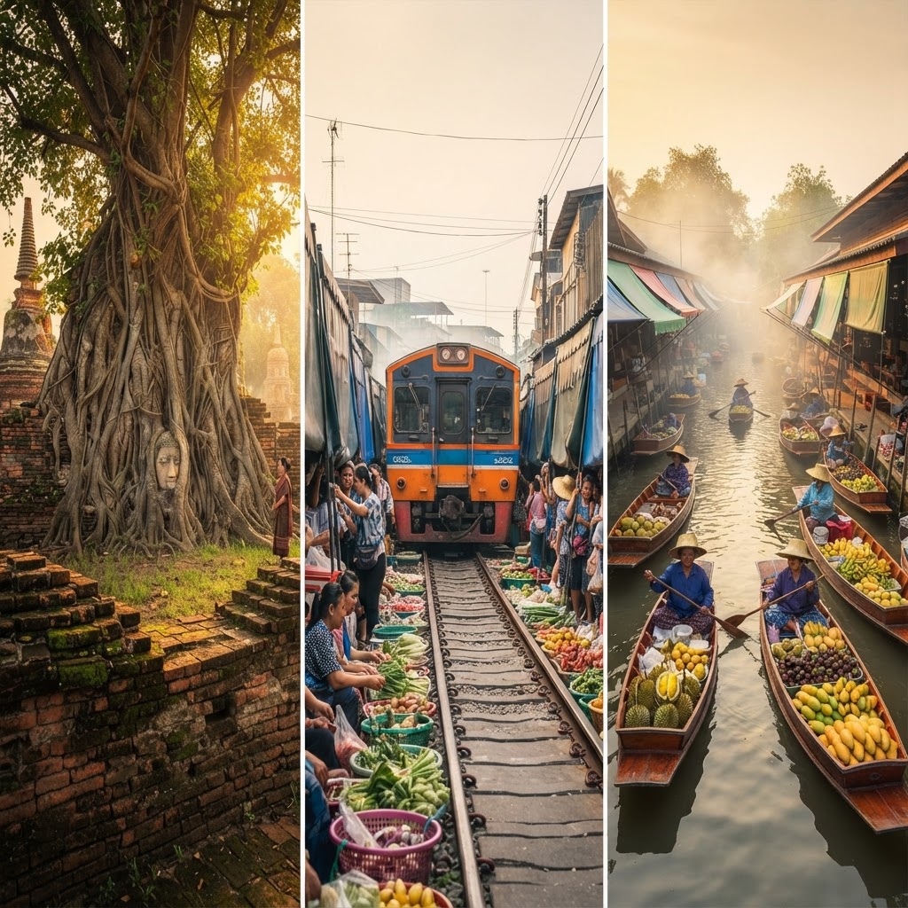 Ayutthaya, Railway & Floating Markets Full-Day Tour