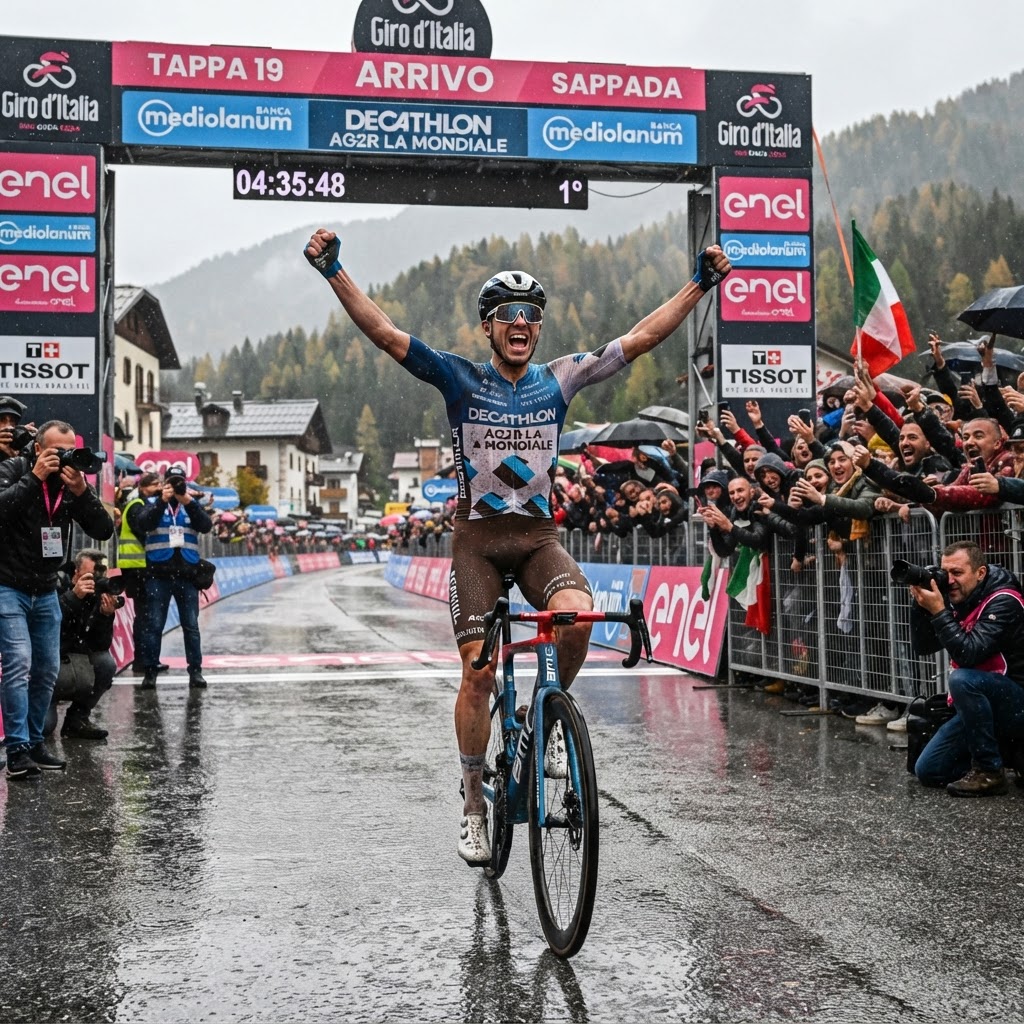 Giro d'Italia: Impresa solitaria di Andrea Vendrame a Sappada