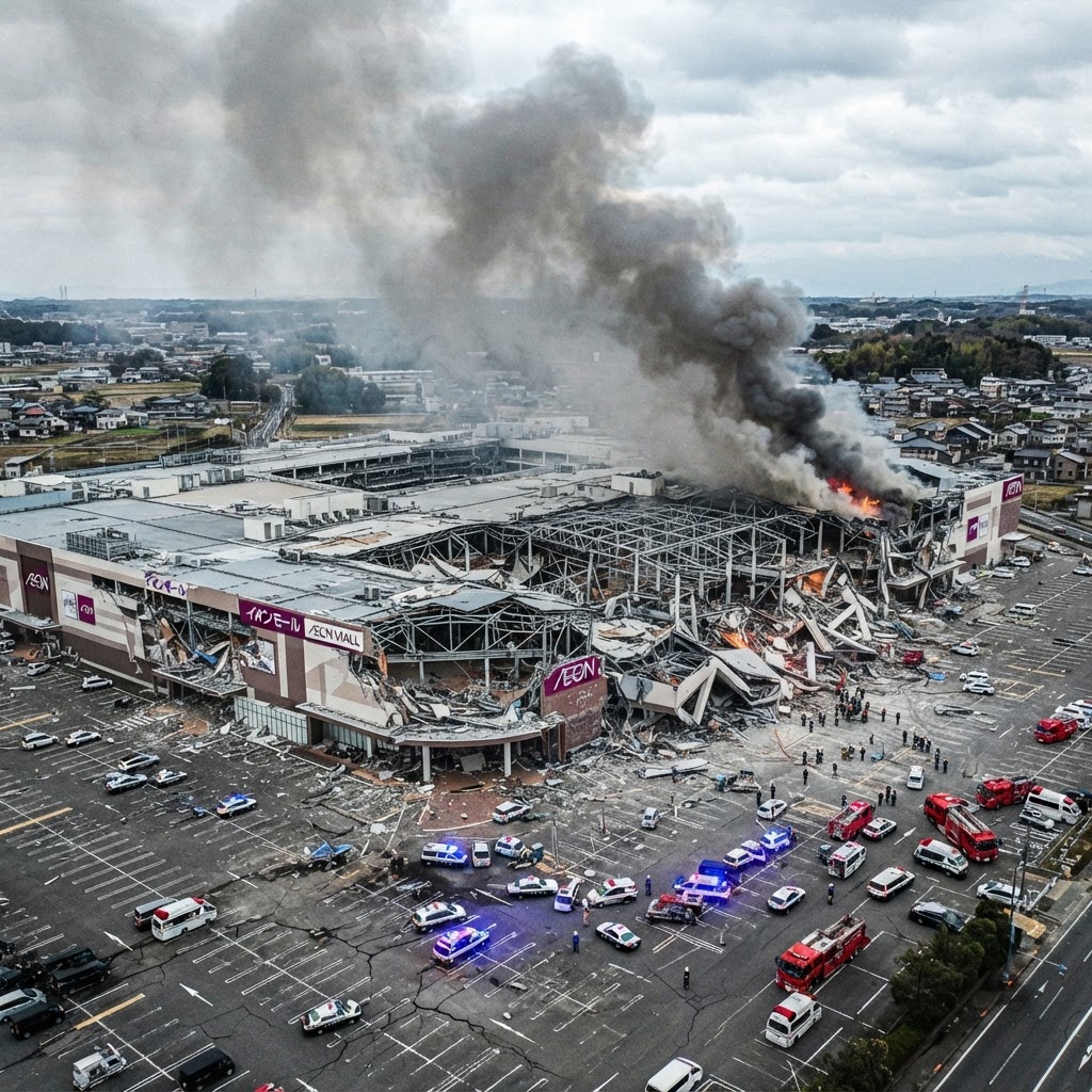 Giappone: violento terremoto a Kumamoto, esplosione distrugge l'Aeon Mall appena ricostruito