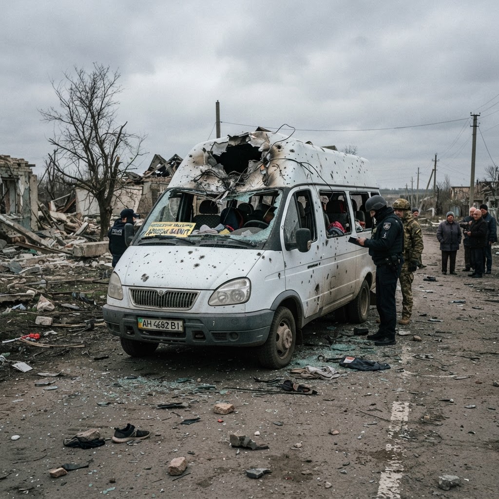 Ucraina, droni russi colpiscono un minibus civile: quattro morti e allarme ONU