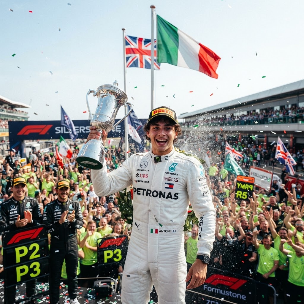 F1, Kimi Antonelli trionfa a Silverstone: è il nuovo eroe italiano