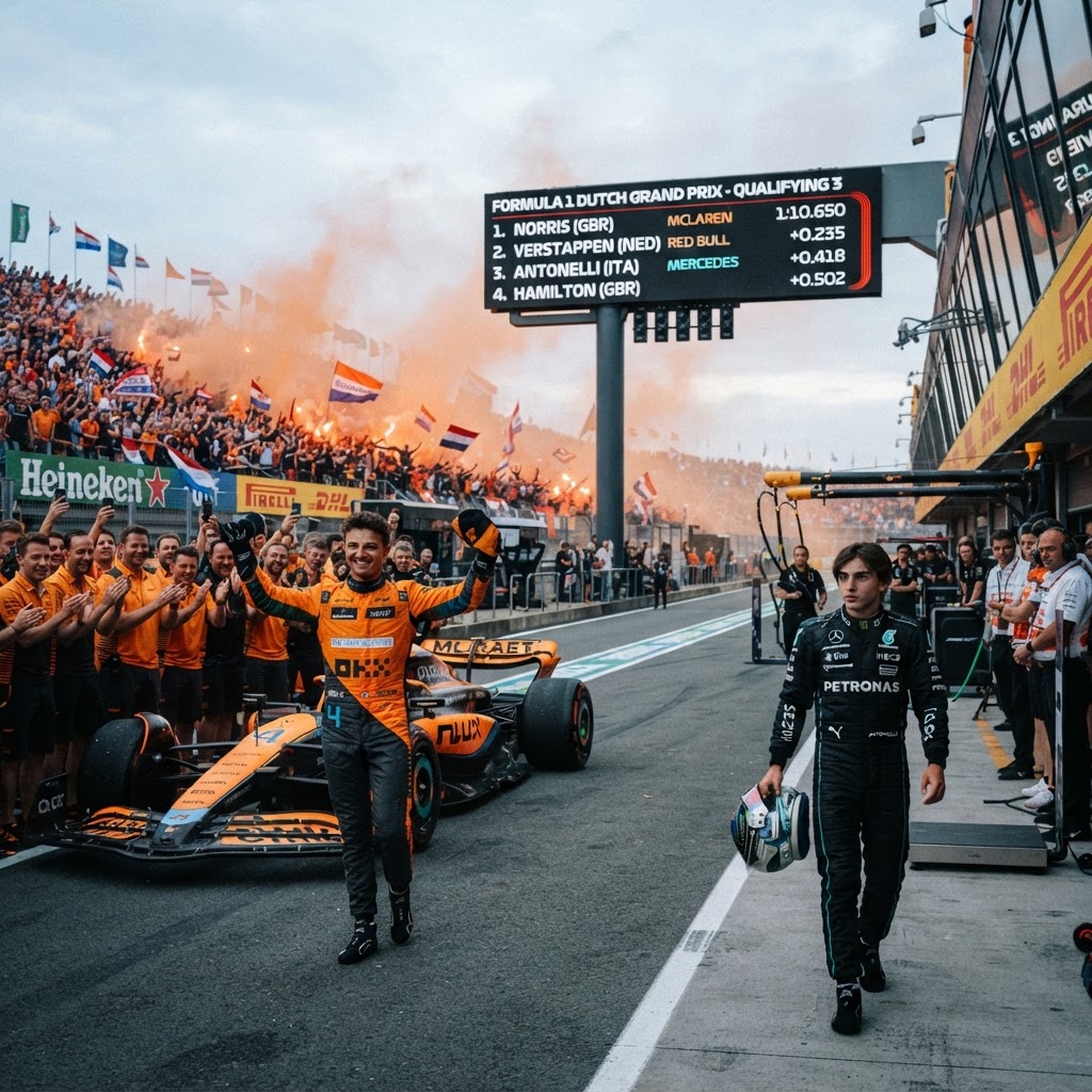 F1, GP Olanda: Norris in pole a Zandvoort, clamoroso terzo posto per l'italiano Antonelli