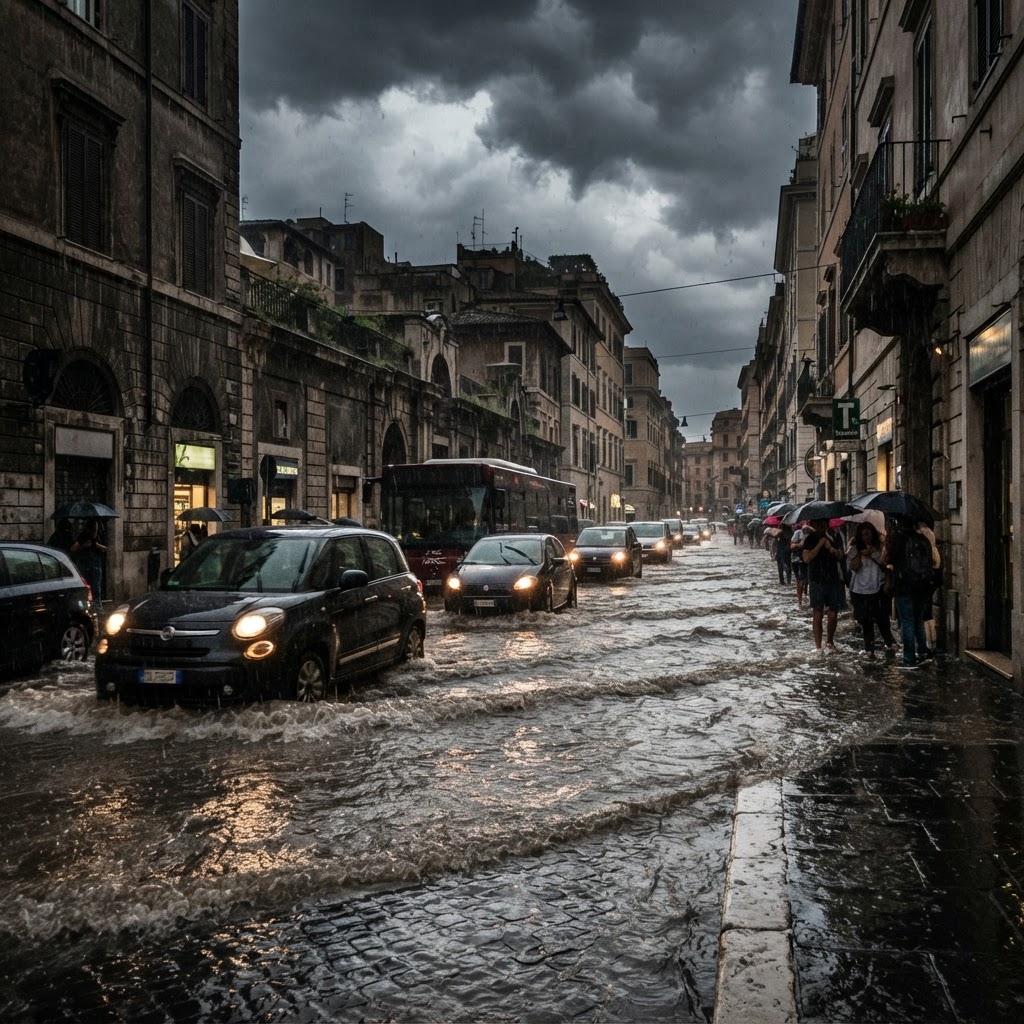 Maltempo a Roma: forte nubifragio e allagamenti nella Capitale