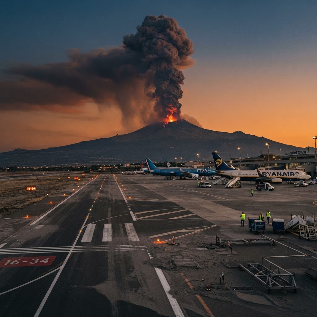 Etna in eruzione: pioggia di cenere su Catania, chiuso l'aeroporto di Fontanarossa