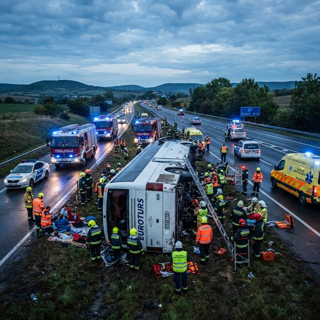 Tragedia in Ungheria: bus polacco fuori strada, 12 morti e decine di feriti
