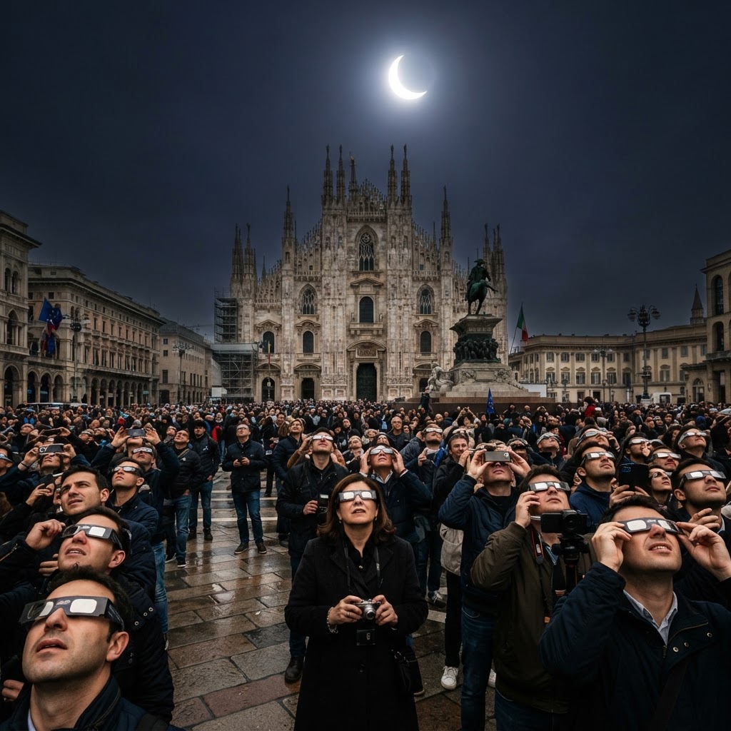 L'Europa si oscura: l'eclissi totale di Sole incanta l'Italia con un oscuramento al 95%