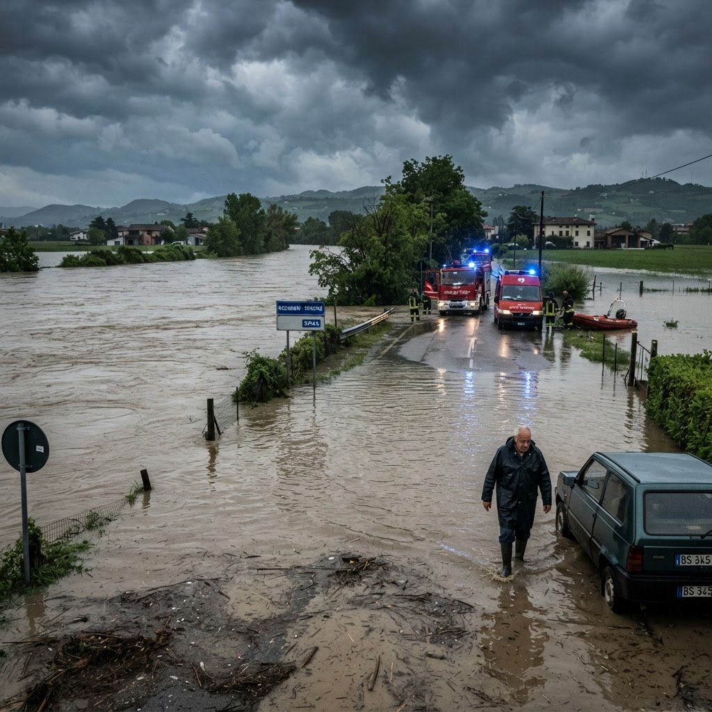 Maltempo al Nord: esonda il fiume Oglio nel Bresciano, allerta arancione in Liguria