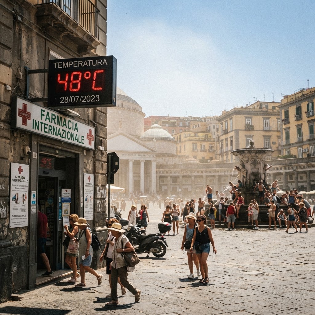 Caldo record in Italia: Napoli tocca i 48 gradi, bollino rosso in 27 città