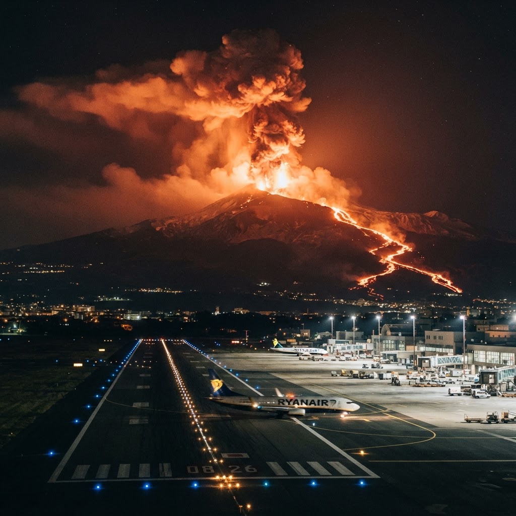 Etna in eruzione: aeroporto di Catania paralizzato, voli sospesi fino a giovedì