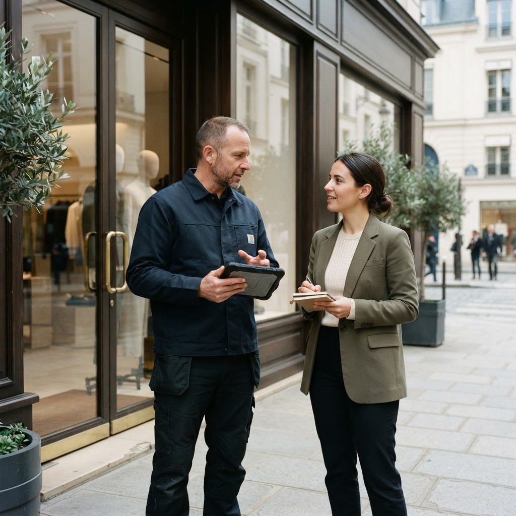 WhiteBench technician and operations manager at a commercial storefront