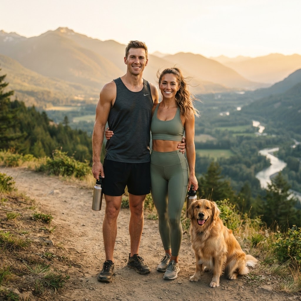 Athletic couple with radiant, rejuvenated skin