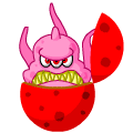 Animated cartoon alien popping out of a cracked shell