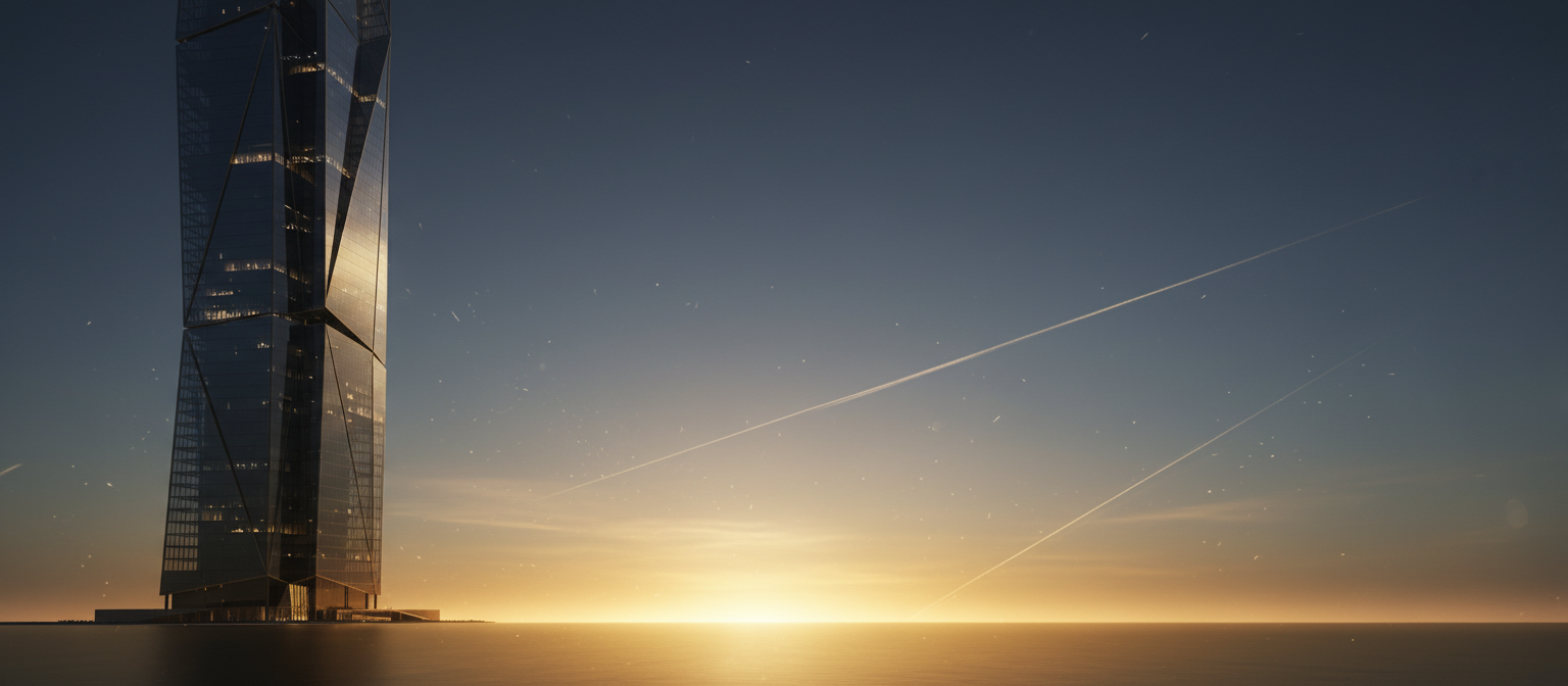Abstract architectural horizon at twilight