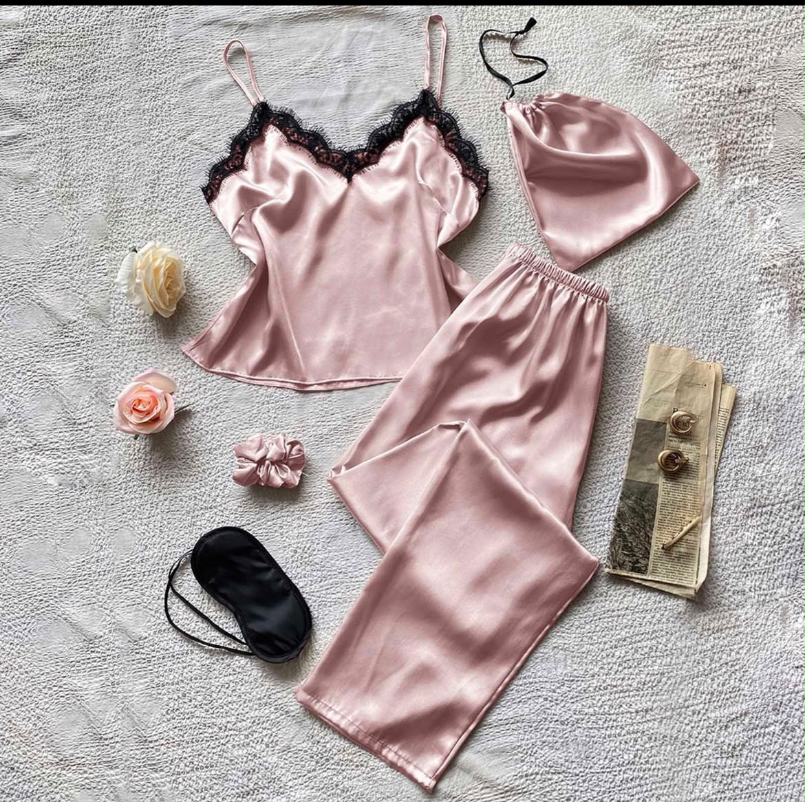 Pink Silk Pajama Set