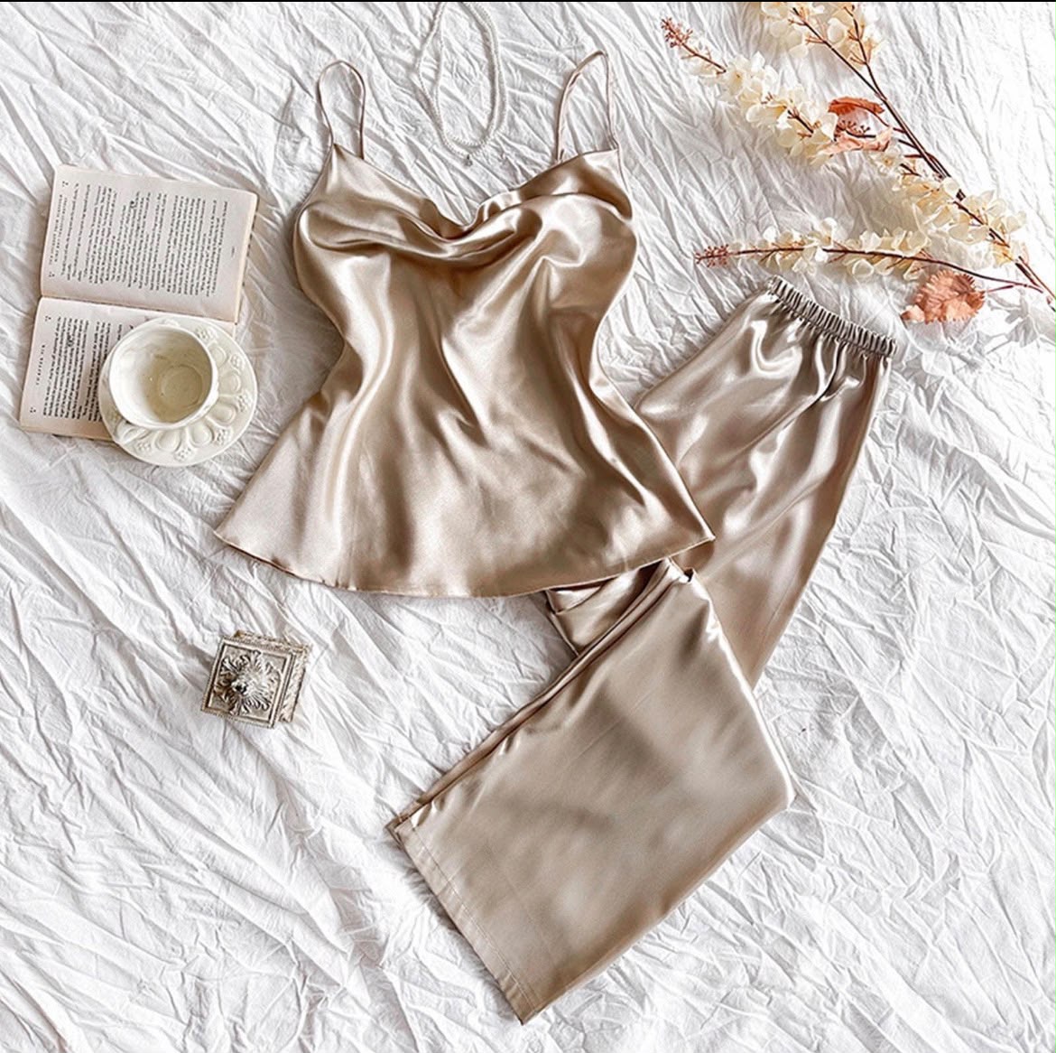 Champagne Silk Pajama Set