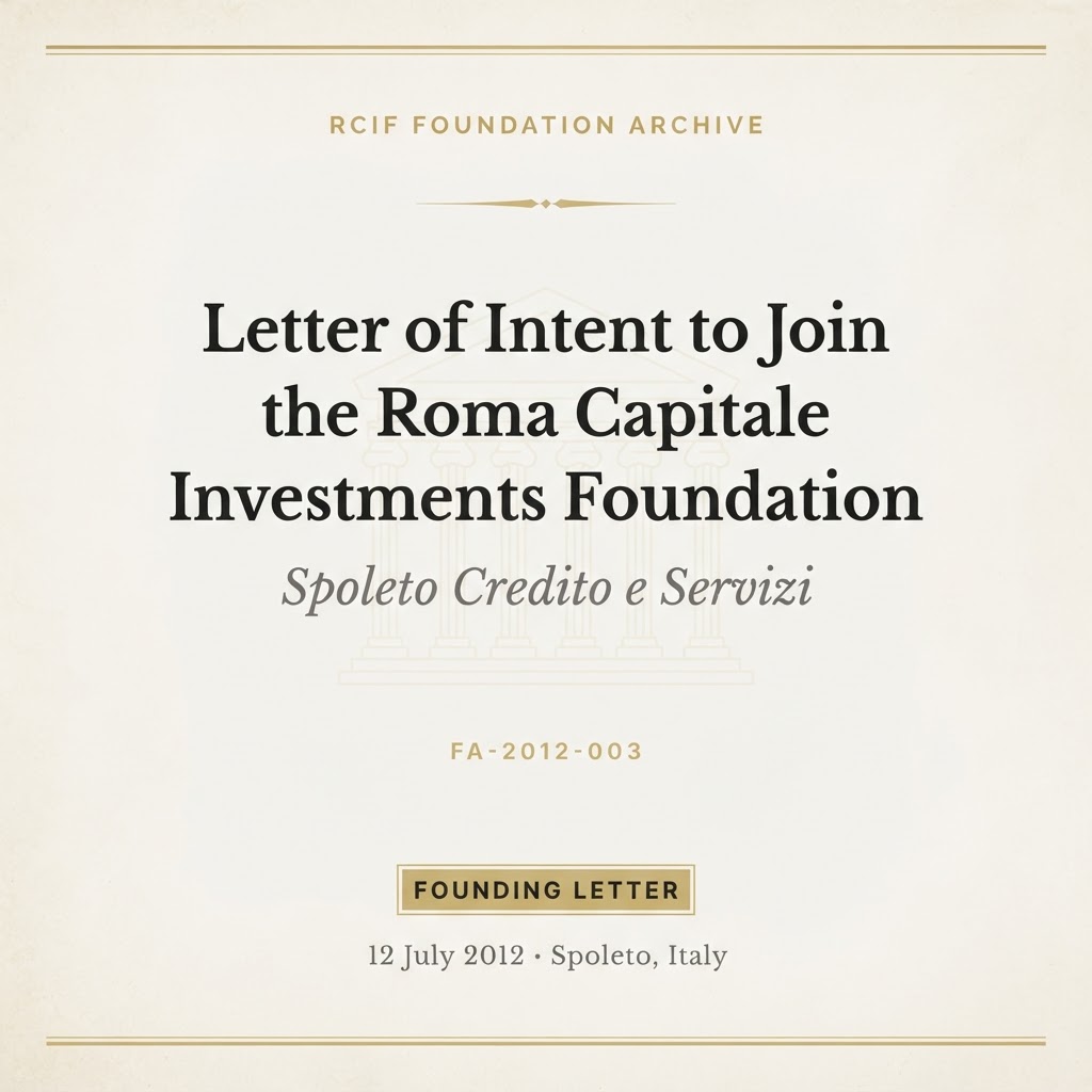 Letter of Intent to Join the Roma Capitale Investments Foundation