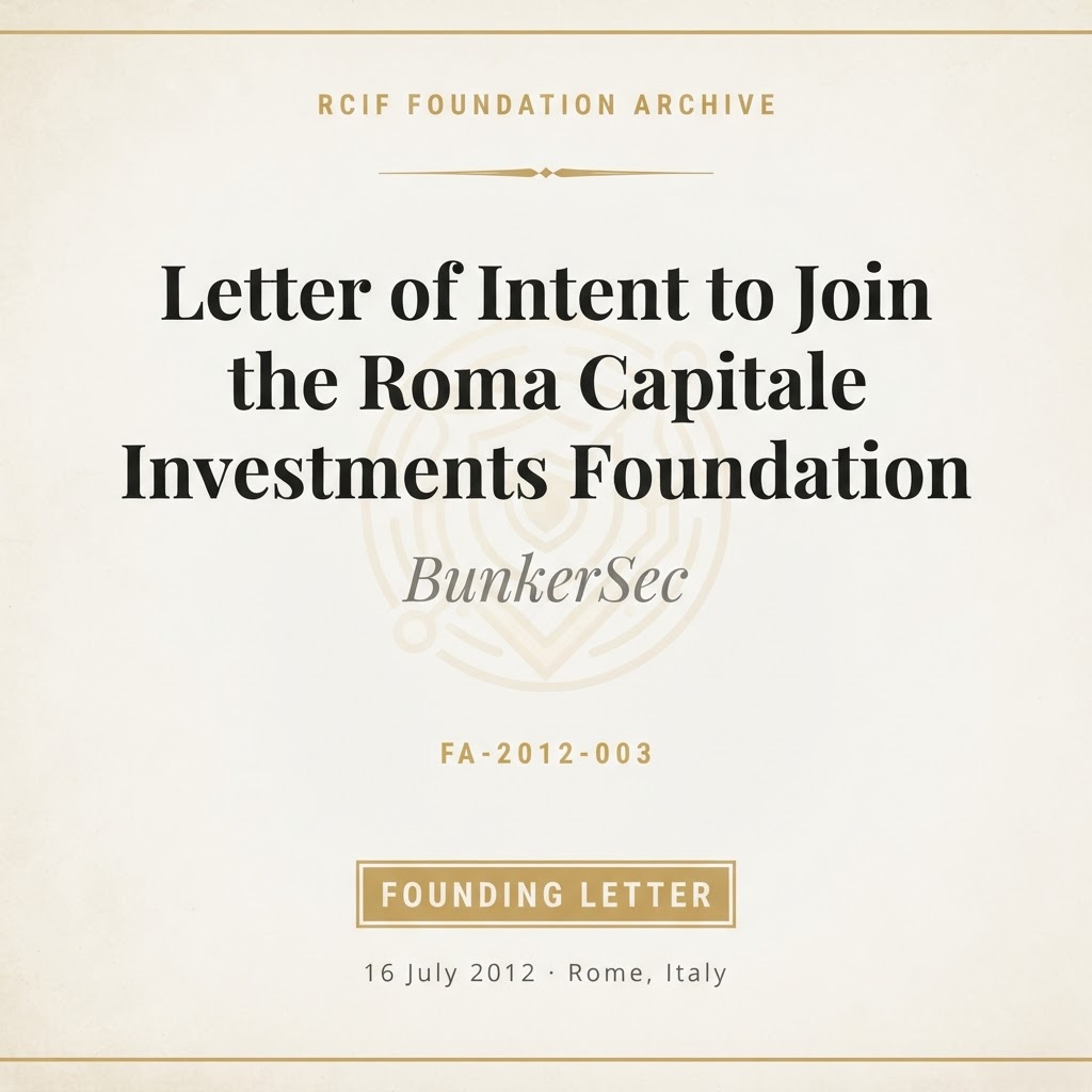 Letter of Intent to Join the Roma Capitale Investments Foundation