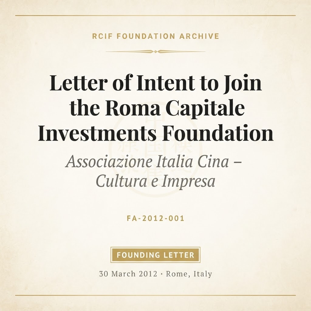 Letter of Intent to Join the Roma Capitale Investments Foundation