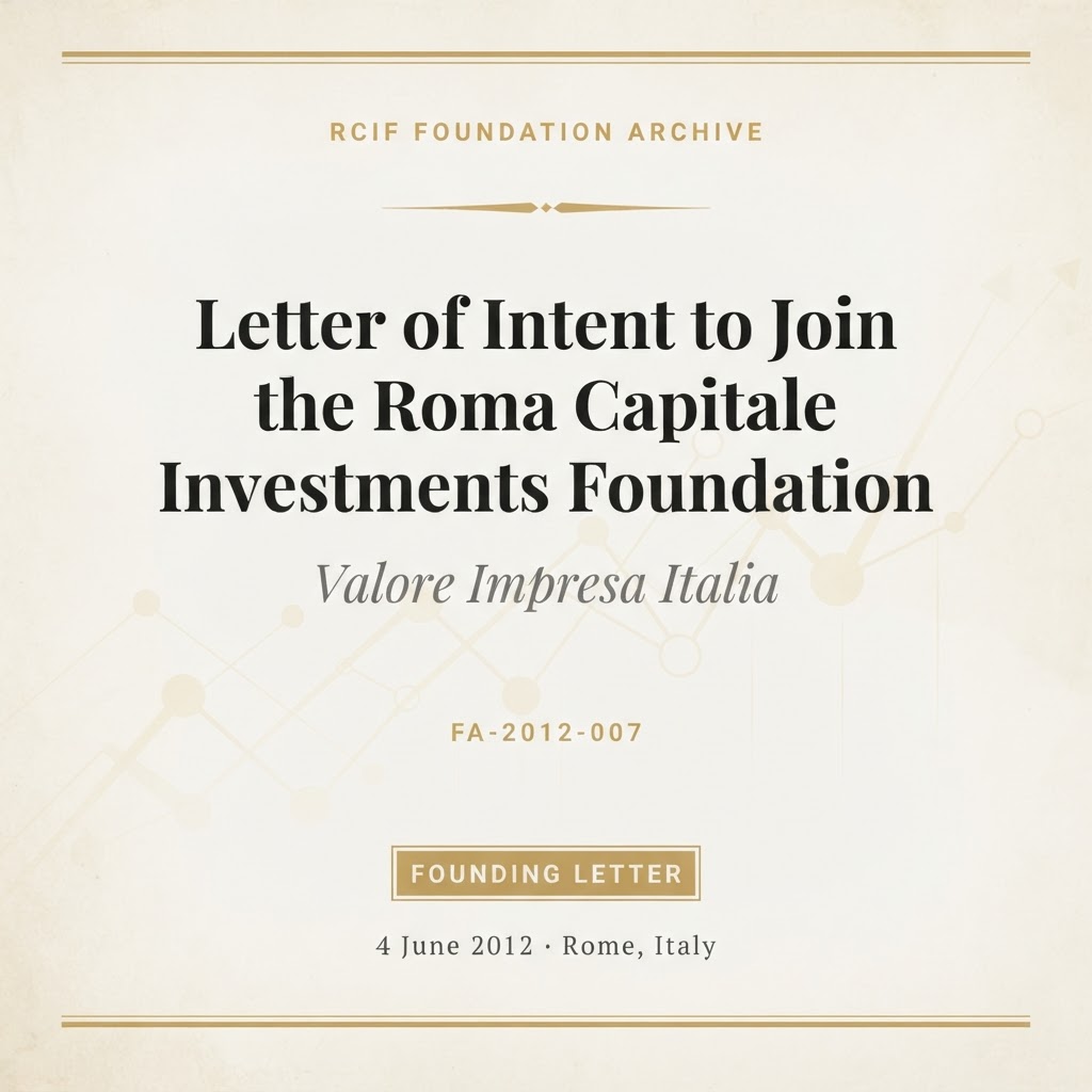 Letter of Intent to Join the Roma Capitale Investments Foundation
