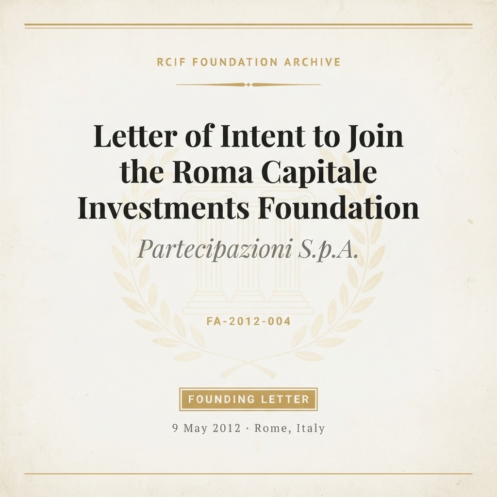 Letter of Intent to Join the Roma Capitale Investments Foundation