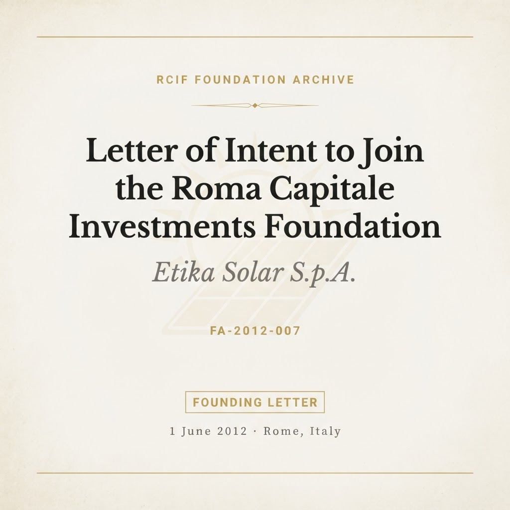 Letter of Intent to Join the Roma Capitale Investments Foundation