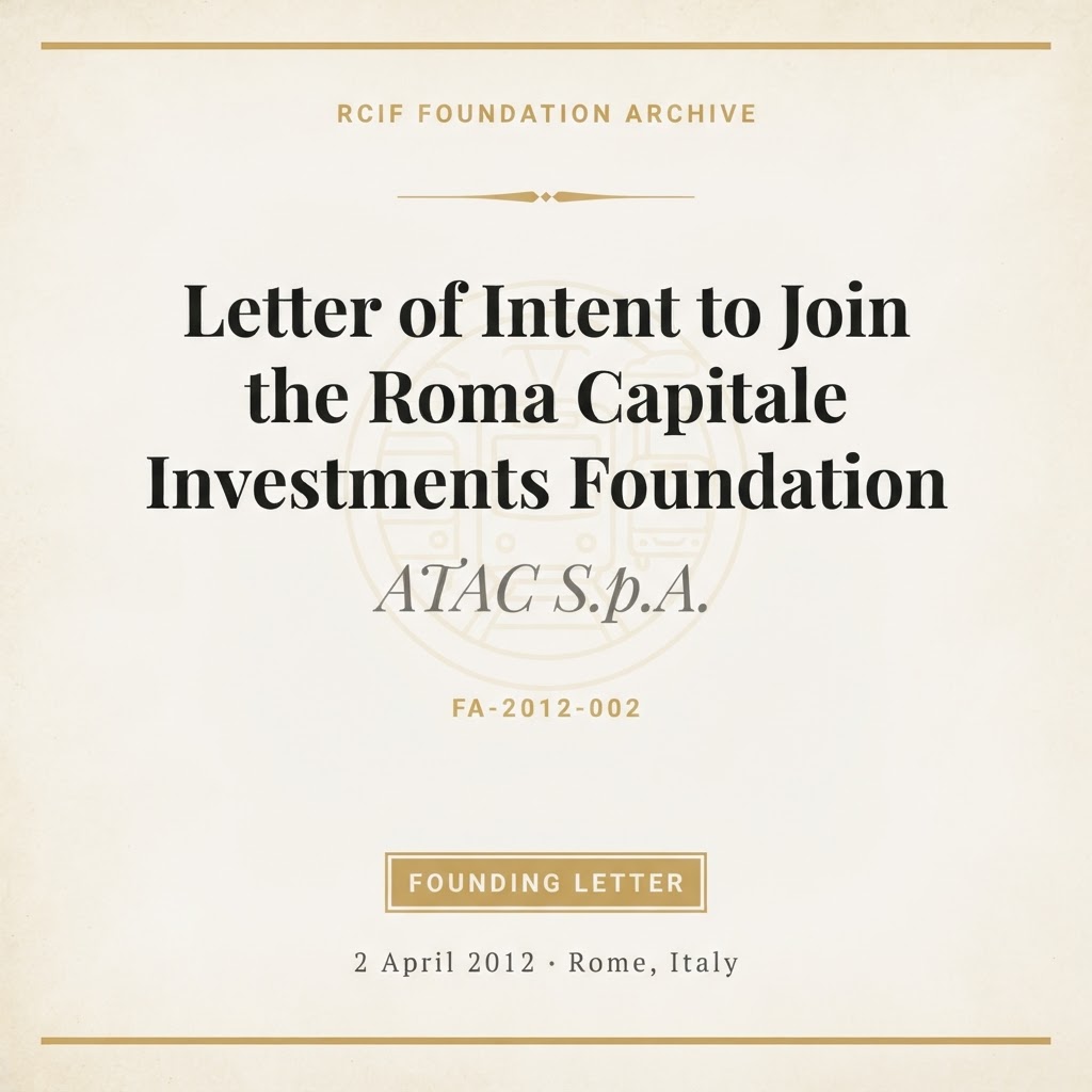 Letter of Intent to Join the Roma Capitale Investments Foundation