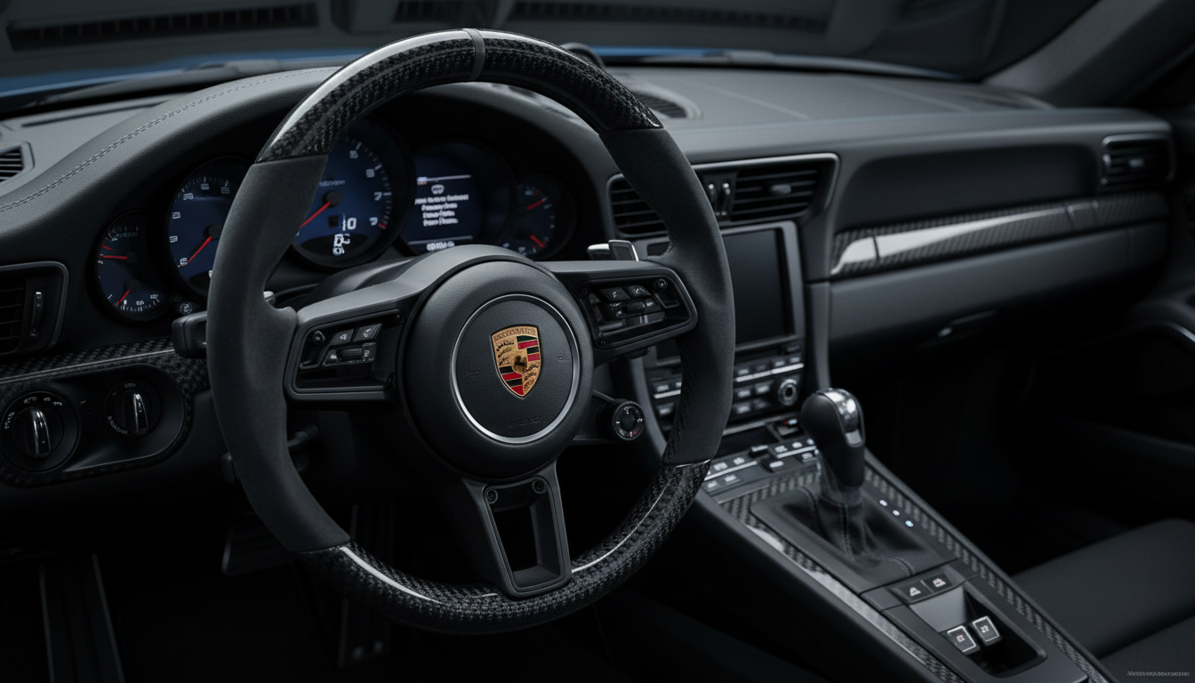 Custom wheel in Porsche cockpit