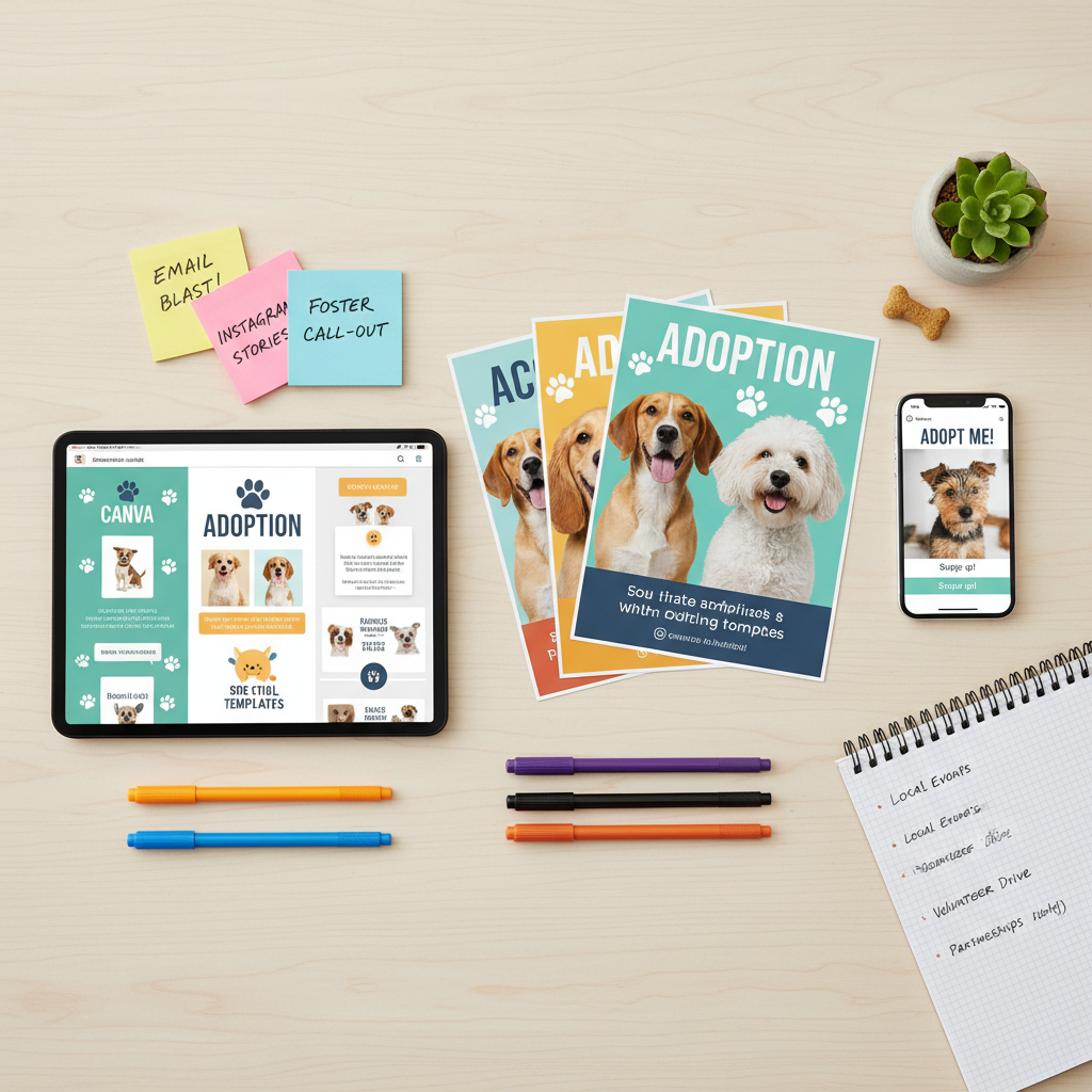 Ready-to-use marketing templates and resources for dog adoption
