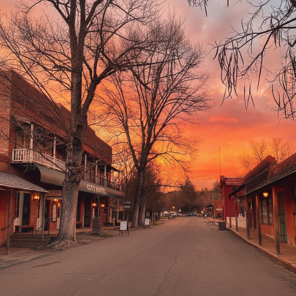 Historic downtown Columbia California with 1850s Gold Rush era brick buildings
