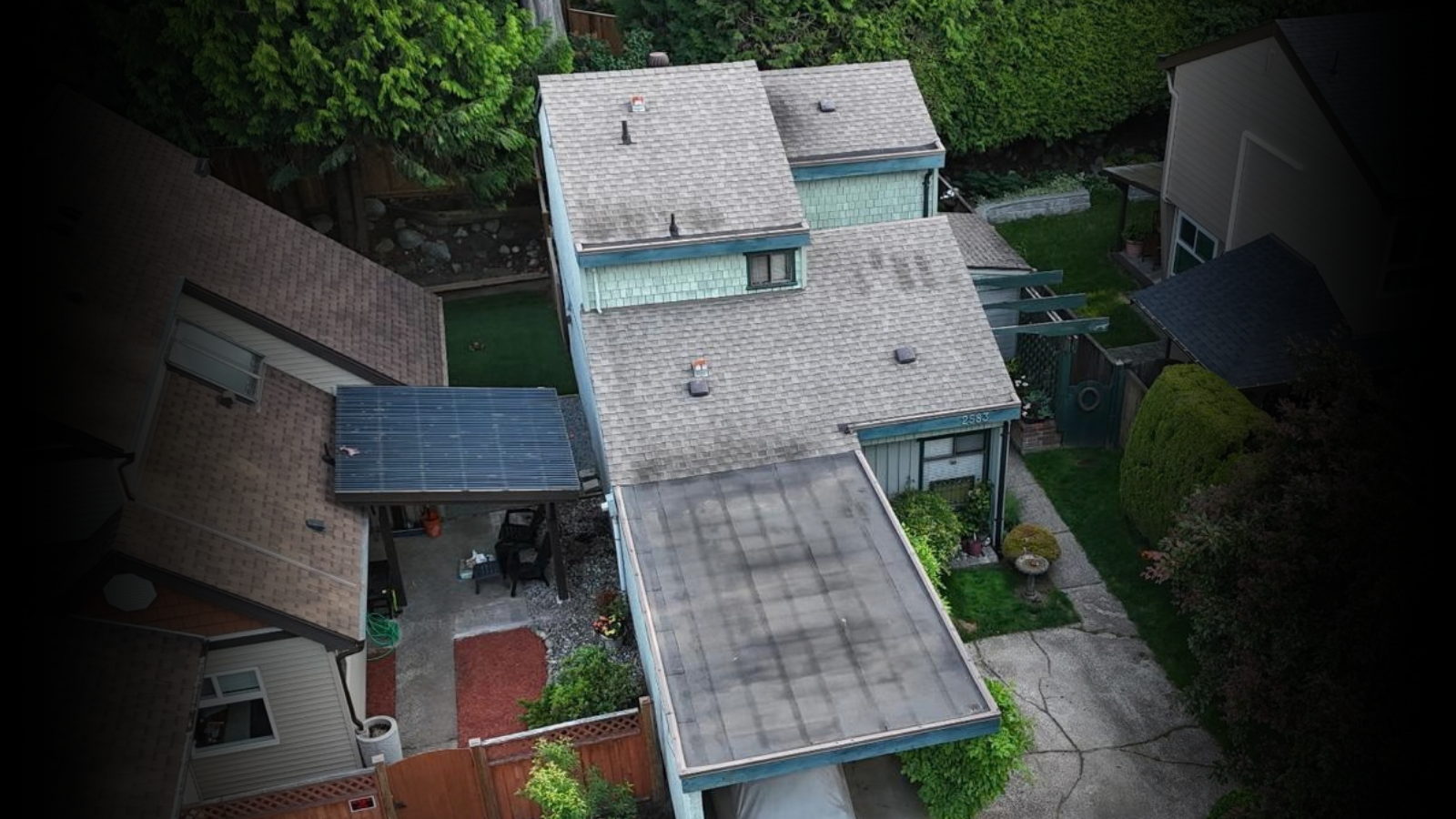 Worn roof before reroofing in Coquitlam BC