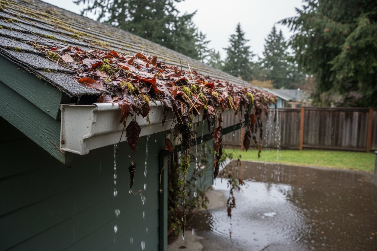 Moss-covered roof before treatment in Burnaby