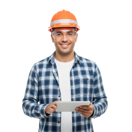 Red Maple Roofing professional with tablet ready to help
