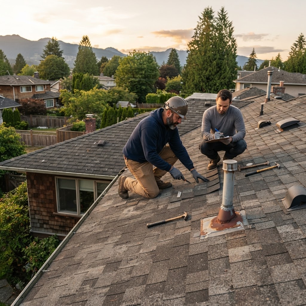 Qualified Roofing Contractors conducting a thorough roof inspection.