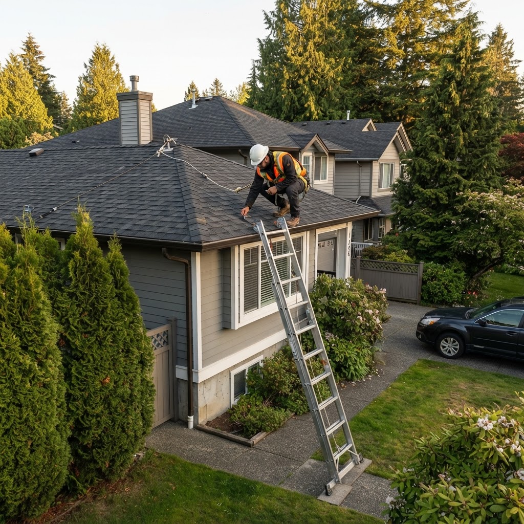 Professional gutter cleaning cost vancouver service on a residential home