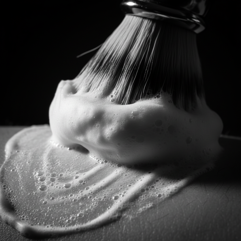 Hot lather application with traditional brush